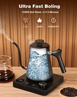 Gooseneck Electric Kettle 1.0L With Temperature Control,Ultra Fast Boiling Hot Water Kettle For Pour-Over Coffee/Tea,100% Stainless Steel, 5 Variable Presets, 12H Keep Warm,Leak-Proof, 1200W -KitchenAid Shop 514ReCgDaQL