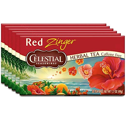 Celestial Seasonings® Hibiscus Tea, Red Zinger Herbal Tea, Caffeine Free, 20 Tea Bags (Pack Of 6) 6 Celestial Seasonings® Hibiscus Tea, Red Zinger Herbal Tea, Caffeine Free, 20 Tea Bags (Pack Of 6) - Image 4