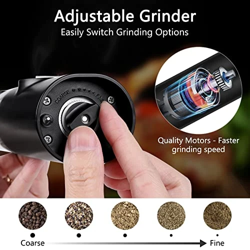 Electric Salt And Pepper Grinder Set - Rechargeable Pepper Grinder Set With Large Capacity, Adjustable Coarseness And Charging Base - Stainless Steel Pepper Mill Set With White Light 4 Electric Salt And Pepper Grinder Set - Rechargeable Pepper Grinder Set With Large Capacity, Adjustable Coarseness And Charging Base - Stainless Steel Pepper Mill Set With White Light - Image 2