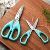 MHS11 Kitchen Scissors, 2-Pack Heavy Duty Kitchen Shears, Stainless Steel Meat Cutting Scissors, Sharp Cooking Scissors For Chicken, Seafood, Poultry, Herbs, Turquoise(8.7+ 6.8 INCH) -KitchenAid Shop 514UcnjsT9S