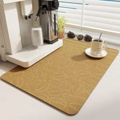 -Coffee Mat-Coffee Bar Accessories-Absorbent Stain Resistant Drying Mat Fit Under Coffee Maker Machine Coffee Pot Tray Espresso Machine-Coffee Station Accessories And Decor-12”x19” -KitchenAid Shop 514WLEorMNL. AC 2
