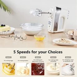 Hand Mixer Electric, REDMOND Hand Held Mixer With Turbo Function, Stainless Steel 5-Speed Kitchen Mixer For Whipping, Mixing Cookies, Cakes, Dough Batters, Cream -KitchenAid Shop 514YU2mcOfL
