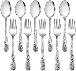 10-Piece Kids Silverware Set, Includes 5 Kid Spoons, 5 Kid Forks, Stainless Steel Toddler Utensils Children Flatware Set, Child Preschooler Cutlery Set, Dishwasher Safe -KitchenAid Shop 514YuOAxJL. AC