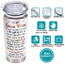 Gifts For Bonus Mom From Son, Daughter - Best Bonus, Step Mom Ever Gifts - 20oz Tumbler W/Straw & Keychain - Christmas, Birthday, Mothers Day Gifts For Stepmom, Mother In Law, Boyfriend Mom 13 Gifts For Bonus Mom From Son, Daughter - Best Bonus, Step Mom Ever Gifts - 20oz Tumbler W/Straw & Keychain - Christmas, Birthday, Mothers Day Gifts For Stepmom, Mother In Law, Boyfriend Mom -KitchenAid Shop 514bF04p6JL