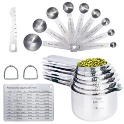 20PCS Measuring Cups And Measuring Spoons Set, Food-Grade Stainless Steel Measure Cup Set For Cooking Baking Measurement, Including 7 Cups, 9 Spoons, Level, Magnetic Chart, Stackable Measuring Set