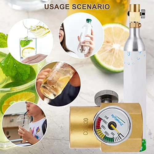 CO2 Direct Adapter With 2000psi Pressure Gauge, Thread Set Replacement Accessories For Soda Machine Tank, CO2 Refill Connector Adapter Accessories, Adapter Refills Connector Kit CGA320 To TR21-4 (B) 7 CO2 Direct Adapter With 2000psi Pressure Gauge, Thread Set Replacement Accessories For Soda Machine Tank, CO2 Refill Connector Adapter Accessories, Adapter Refills Connector Kit CGA320 To TR21-4 (B) - Image 5