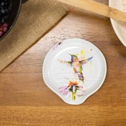 Ean Crouser 5 X 5 Glossy Ceramic Stoneware Spoon Rest (Hummingbird Watercolor) -KitchenAid Shop 514cIqmzROL