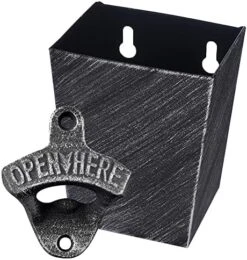 Satin Black Cast Iron Bottle Opener Wall Mounted With Bottle Cap Catcher Narrow 24 Satin Black Cast Iron Bottle Opener Wall Mounted With Bottle Cap Catcher Narrow -KitchenAid Shop 514cWotoLdL. AC