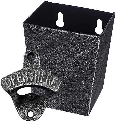 Satin Black Cast Iron Bottle Opener Wall Mounted With Bottle Cap Catcher Narrow 10 Satin Black Cast Iron Bottle Opener Wall Mounted With Bottle Cap Catcher Narrow - Image 8