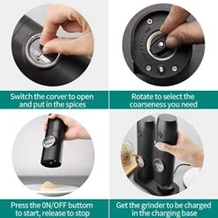 Electric Salt And Pepper Grinder Set, Rechargeable Pepper Grinder With Charger Tray, USB Cable, One Hand Operation, Adjustable Coarseness With Ceramic Grinder, ABS Body, (Set Of 2,Black) 16 Electric Salt And Pepper Grinder Set, Rechargeable Pepper Grinder With Charger Tray, USB Cable, One Hand Operation, Adjustable Coarseness With Ceramic Grinder, ABS Body, (Set Of 2,Black) -KitchenAid Shop 514e955tB7L