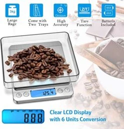 Digital Scale Kitchen Scale 3kg/ 0.1g Precision Pocket Cooking Baking Scale Count Function For Jewelry Multifunctional Electronic Scale Stainless Steel (Silver) -KitchenAid Shop 514eD9ISKYL