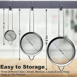 Fine Mesh Strainers - Premium Stainless Steel Colander Sieve Sifters, With Durable Mesh And Sturdy Handle, Excellent For Sifting Dry Ingredients, Flour, Pastas, Rice, Tea (3.15"+5.5"+7.87") -KitchenAid Shop 514fadtW3US