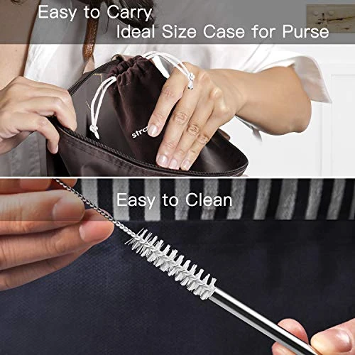 Set Of 16 Reusable Stainless Steel Straws With Travel Case Cleaning Brush Silicone Tips Eco Friendly Extra Long Metal Straws Drinking For 20 24 30 Oz Tumbler 4 Set Of 16 Reusable Stainless Steel Straws With Travel Case Cleaning Brush Silicone Tips Eco Friendly Extra Long Metal Straws Drinking For 20 24 30 Oz Tumbler - Image 2