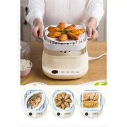 Electric Steamer Seafood Multi-Function Rice Noodles Machine Household Small Double-Layer Steam Boiler Breakfast Machine Automatic Drawer Tray (Color : B) -KitchenAid Shop 514jwcaAoiL