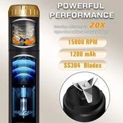 P1 Electric Herb And Spice Grinder, USB Rechargeable Fast Grinding With Portable Storage Bag, Cleaning Brush (Black) -KitchenAid Shop 514kq86aBCL