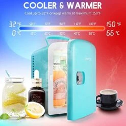 Mini Fridge 4 Liter/6 Can AC/DC Teal Cigarette Lighter Extension Cord 12Ft/12V/120W/15A Bundle