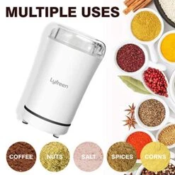 Electric Coffee Grinder,One-Touch Spice Grinder With Brush, Small Coffee Bean Grinder Portable Coffee Grinder 50g Capacity(White,US Plug)