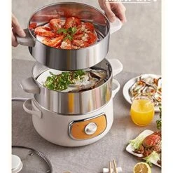 Electric Steamer Multifunctional Household Small Double-Layer Steamer Breakfast Machine Large Capacity Automatic Power-Off Steamer -KitchenAid Shop 514q07CgWxL