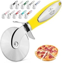 Large Pizza Cutter Wheel - Premium Stainless Steel Pizza Slicer - Easy To Clean & Cut Pizza Wheel - Super Sharp, Non-Slip Handle & Dishwasher Friendly - Black -KitchenAid Shop 514tCOnzEUL. AC