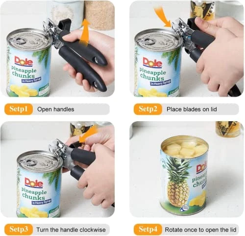 Can Opener Manual, 4-in-1 Can Opener Kitchen Durable Stainless Steel Heavy Duty Can Openers With Anti-slip Hand Grip Ultra Sharp & Smooth Edge 6 Can Opener Manual, 4-in-1 Can Opener Kitchen Durable Stainless Steel Heavy Duty Can Openers With Anti-slip Hand Grip Ultra Sharp & Smooth Edge - Image 4