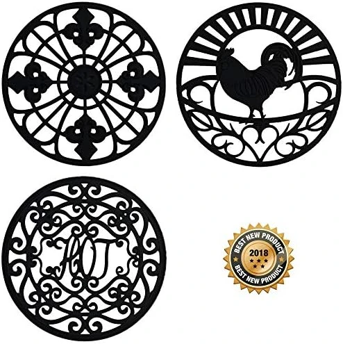Silicone Trivet For Hot Dishes, Pots & Pans - Decorative Non Slip Mat Comes In 3 Different Country Designs - Protective Pads For Kitchen Counter (7.5 Inch Round, Set Of 3, Black) 9 Silicone Trivet For Hot Dishes, Pots & Pans - Decorative Non Slip Mat Comes In 3 Different Country Designs - Protective Pads For Kitchen Counter (7.5 Inch Round, Set Of 3, Black) - Image 7