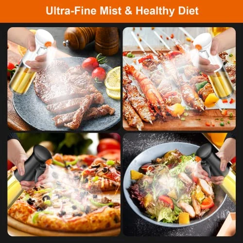 Oil Sprayer For Cooking 210ml Oil Spray Bottle Oil Dispenser With Premium Glass & 3 Nozzles, Olive Oil Sprayer Oil Mister Air Fryer Accessories, Perfet For BBQ,Baking,Salad, (Black) 7 Oil Sprayer For Cooking 210ml Oil Spray Bottle Oil Dispenser With Premium Glass & 3 Nozzles, Olive Oil Sprayer Oil Mister Air Fryer Accessories, Perfet For BBQ,Baking,Salad, (Black) - Image 5