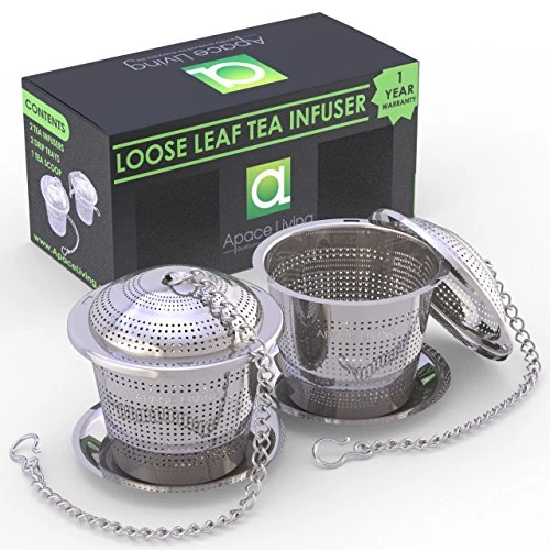 Oose Leaf Tea Infuser (Set Of 2) With Tea Scoop And Drip Dray By Apace - Ultra Fine Stainless Steel Strainer & Steeper For A Superior Brewing Experience 4 Oose Leaf Tea Infuser (Set Of 2) With Tea Scoop And Drip Dray By Apace - Ultra Fine Stainless Steel Strainer & Steeper For A Superior Brewing Experience - Image 2