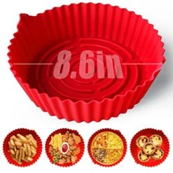 8.6 Inch Air Fryer Silicone Pot, Premium Silicone Air Fryer Liners Oven Accessories Heat Resistant, Reusable Air Fryers Silicone Liner Round, Air Fryer Silicone Liners Fits (5 To 8 QT)