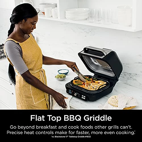 Ninja IG601 Foodi XL 7-in-1 Indoor Grill Combo, Use Opened Or Closed, Air Fry, Dehydrate & More, Pro Power Grate, Flat Top Griddle, Crisper, Black, 4 Quarts 4 Ninja IG601 Foodi XL 7-in-1 Indoor Grill Combo, Use Opened Or Closed, Air Fry, Dehydrate & More, Pro Power Grate, Flat Top Griddle, Crisper, Black, 4 Quarts - Image 2