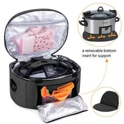 Uxja Insulated Slow Cooker Bag (with A Bottom Pad And Lid Fasten Straps), Slow Cooker Carrier Fits For Most 6-8 Quart Oval Slow Cooker, Black -KitchenAid Shop 515EaF4JndL