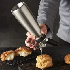 CURTA Professional Whipped Cream Dispenser, 18-8 Stainless Steel Food Grade Cream Whipper, Cream Maker With 3 Decorating Stainless Steel Nozzles, 500ml / 1 Pint Canister, N2O Chargers (Not Included) -KitchenAid Shop 515EpxkMdL. AC