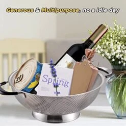 5 Qt Colander 18/8 Stainless Steel Colander Silicone Handle Easy Grip Micro-Perforated Strainer Heavy Duty And Self-draining Solid Ring Base BPA Free Dishwasher Safe - Black -KitchenAid Shop 515FGnPHtzL