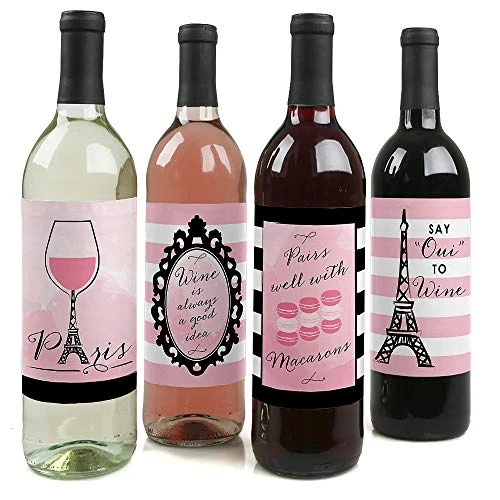 Paris, Ooh La La - Paris Themed Baby Shower Or Birthday Party Decorations For Women And Men - Wine Bottle Label Stickers - Set Of 4 3 Paris, Ooh La La - Paris Themed Baby Shower Or Birthday Party Decorations For Women And Men - Wine Bottle Label Stickers - Set Of 4
