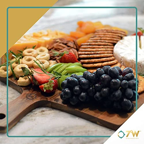 Wood Pizza Board - Wooden Pizza Paddle - Acacia Wood Pizza Peel - 17"x13" - Cheese Board - Charcuterie Board - Baking Spatula - Farmhouse Wall Decor - Bread Board - Great For Gifts - 7 Degrees West 5 Wood Pizza Board - Wooden Pizza Paddle - Acacia Wood Pizza Peel - 17"x13" - Cheese Board - Charcuterie Board - Baking Spatula - Farmhouse Wall Decor - Bread Board - Great For Gifts - 7 Degrees West - Image 3