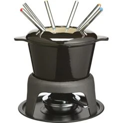 Master Class MasterClass Cast Iron Enamelled Fondue Set-Black, Gift Boxed
