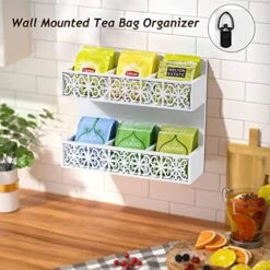 QILICHZ Tea Bag Organizer 2 Tier Wood Tea Bags Holder Wall Mounted Tea Box For Tea Bags Organizer Rustic Tea Chests For Tea Storage Coffee Display For Café, Home, Office -KitchenAid Shop 515M2hMkbiL