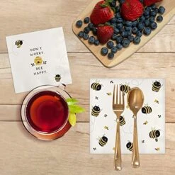Paper Lunch Napkins By Studio Oh! - Buzzy Bees - Pack Of 40 - Full-Color Art - 3-Ply Strong & Durable, Easy Cleanup - For Everyday & All Occasions -KitchenAid Shop 515NXK5MemL