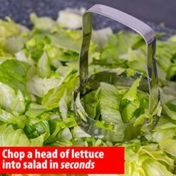 AXAM Hand Food Chopper Set - 1 Serrated & 1 Honed Stainless Steel Handheld Veggie Cutter With Handle For Salad, Fruit, Vegetables, Nuts, Biscuit, Cookie & Pastry - Easy To Use & Clean - Pack Of 2 -KitchenAid Shop 515WEWiE1sL