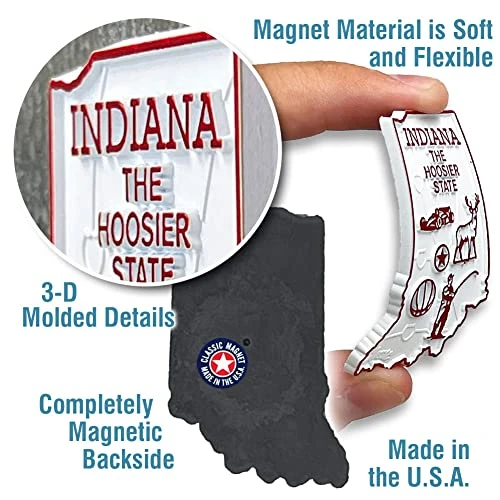 Indiana Small State Magnet By Classic Magnets, 1.6" X 2.3", Collectible Souvenirs Made In The USA 5 Indiana Small State Magnet By Classic Magnets, 1.6" X 2.3", Collectible Souvenirs Made In The USA - Image 3