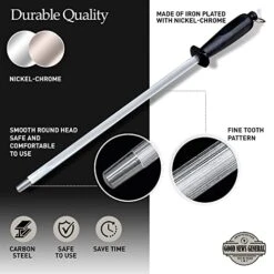 12 Inch Honing Steel, Steel Knife Sharpening Rod, Easy To Hang, Black -KitchenAid Shop 515h0O4HakL