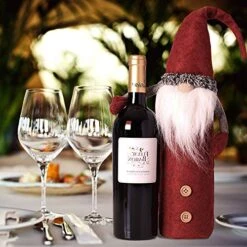 Christmas Wine Bottle Cover, 3 Pack Handmade Gnomes Wine Bottle Toppers Santa Claus Bottle Bags With Drawstring And Christmas Hat Holiday Home Christmas Decorations Gift Bag -KitchenAid Shop 515iOBZ6frL