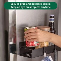 Tidyhaus Magnetic Spice Rack Organizer For Refrigerator, Fridge Spice Rack, Kitchen Organizer And Storage, Magnetic Spice Shelf, Multi-Use Seasoning Organizer For Kitchen, Pantry, 4 Pack (Black) -KitchenAid Shop 5164nVVLDNL