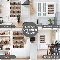 Hanging Spice Racks With Jars, 4-Tier Wall Mounted Metal Spice Racks With 32 Pcs 4oz Glass Spice Jars, Easy To Install Space Saving Organizer Shelf With Seasoning Bottles For Your Kitchen And Pantry -KitchenAid Shop 5167lgsKWbL