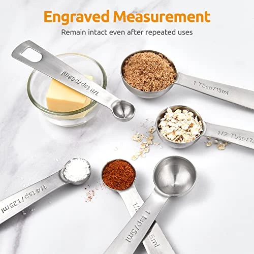 Measuring Spoons: U-Taste 18/8 Stainless Steel Measuring Spoons Set Of 9 Piece: 1/16 Tsp, 1/8 Tsp, 1/4 Tsp, 1/3 Tsp, 1/2 Tsp, 3/4 Tsp, 1 Tsp, 1/2 Tbsp & 1 Tbsp Dry And Liquid Ingredients 5 Measuring Spoons: U-Taste 18/8 Stainless Steel Measuring Spoons Set Of 9 Piece: 1/16 Tsp, 1/8 Tsp, 1/4 Tsp, 1/3 Tsp, 1/2 Tsp, 3/4 Tsp, 1 Tsp, 1/2 Tbsp & 1 Tbsp Dry And Liquid Ingredients - Image 3