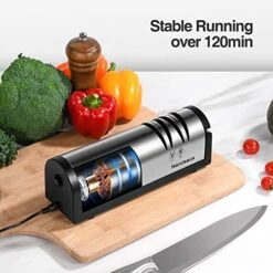 Knife Sharpener, Professional 2 Stage Electric Knife Sharpener For Quick Sharpening & Polishing, With Scissors Sharpener And Metal Dust Collection Box, Stainless Steel, Silver -KitchenAid Shop 516B3kUnMWL