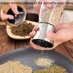 Manual Salt And Pepper Grinder, Spice Mill With Stainless Steel Lid, Ceramic Black Peppercorn Grinder With Adjustable Coarseness, 160ML Refillable Glass Sea Salt Shaker Body -KitchenAid Shop 516DVcpFq7L