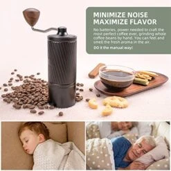 ELLYFISH Manual Coffee Grinder, SUS 420 Stainless Steel Conical Burr, 3-Bearing Fixing Shaft Coffee Grinder, Wood Knob, 30 Grind Settings For Espresso, Drip Coffee, French Presses -KitchenAid Shop 516Hv9YkLzL