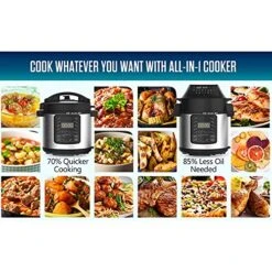 Pressure Cooker, 6L 2-In-1 Pressure Cooker Fryer LCD Display Multi Pressure Cooker Non‑Stick Adjustable Pressure Electric Pressure Cooker With Air Fryer Roast Bake Dehydrate Rice Cooker Steamer Saute