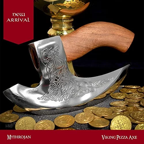 YTHROJAN Viking Steel Pizza Axe Authentic Medieval Pizza Cutter Axe Mezzaluna Ulu Rocking Pizza Gift Knife 4 YTHROJAN Viking Steel Pizza Axe Authentic Medieval Pizza Cutter Axe Mezzaluna Ulu Rocking Pizza Gift Knife - Image 2