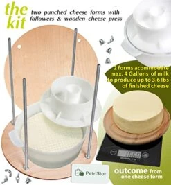 Wooden Cheese Press Diameter 11.2 In And 2 Cheese Making Forms 45 Oz Pressure Up To 50 Pounds Colorless -KitchenAid Shop 516a6LpjldL